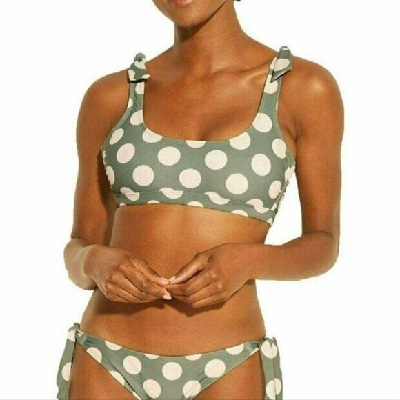 🎈Xhilaration sage green and cream polka dot bikini set - Picture 7 of 8